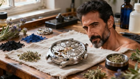 Movimento meccanico ultra-piatto di alta orologeria con dettagli di finitura a mano e ingranaggi a vista